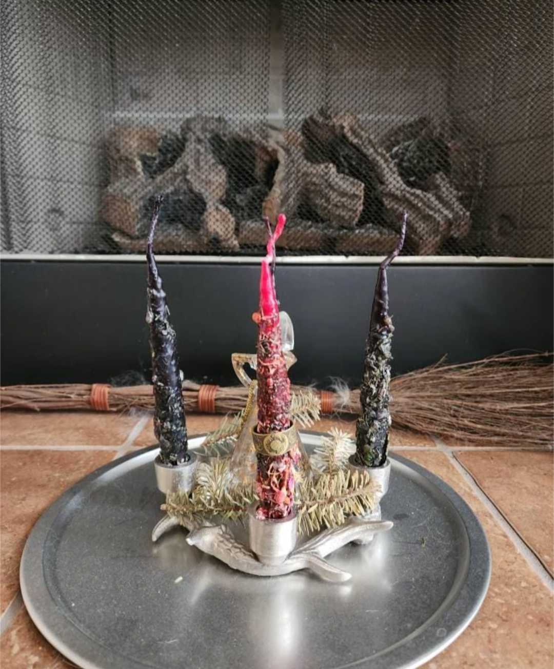 Handmade black ritual spell candles , wiccan spell candles