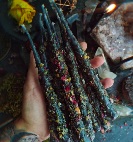 Handmade black ritual spell candles , wiccan spell candles