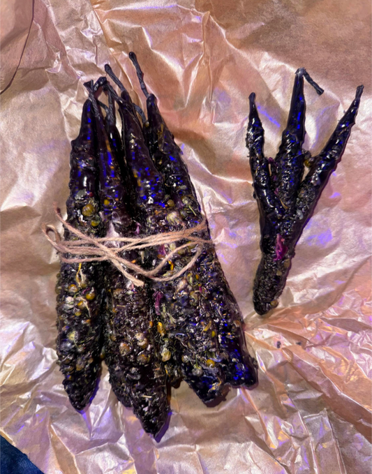Handmade black ritual spell candles , wiccan spell candles