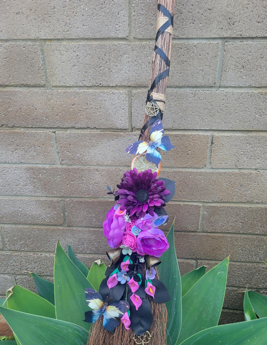 LARGE PURPLE BUTTERFLY BESSOM